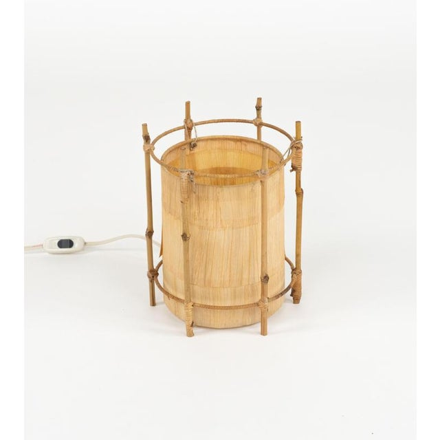 Mid-Century Modern Bamboo and Rattan Table Lamps, 1970s, Set of 2 For Sale - Image 6 of 17