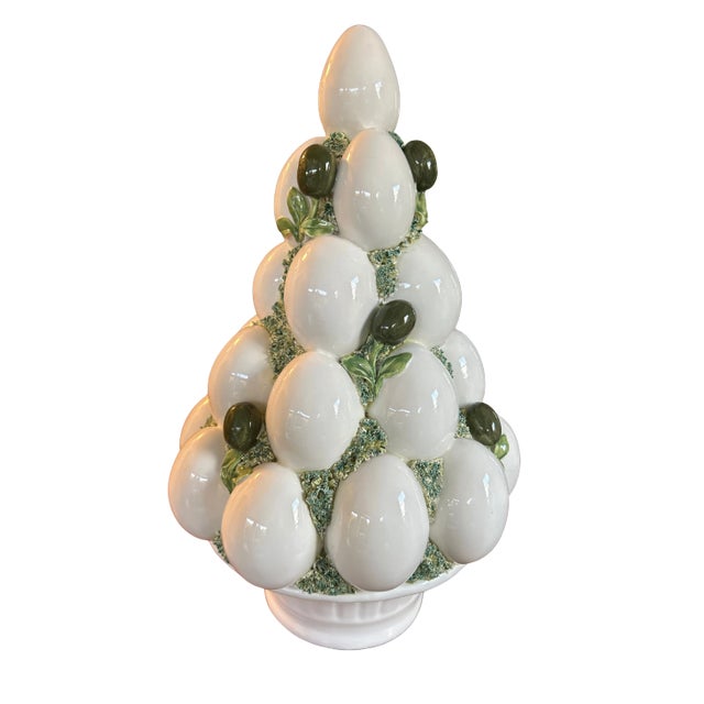 Mid 20th Century Vintage Italian Majolica Style Ceramic Egg Topiary Centerpiece For Sale - Image 5 of 10