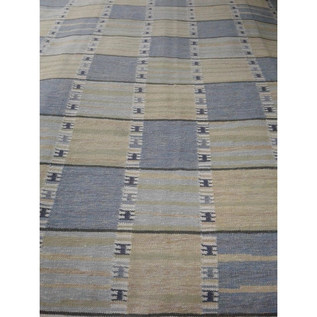 2010s Modern Scandinavian Style Handmade Wool Rug in Beige With Geometric Pattern For Sale - Image 5 of 6