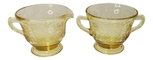 1930s Federal Glass Company Normandy Amber Cream & Sugar Set