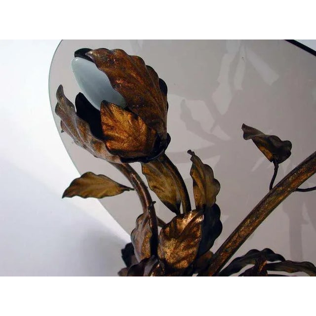 Italian Bronzed Metal & Tinted Glass Illuminated Coffee or Side Table, 1950s For Sale - Image 9 of 10