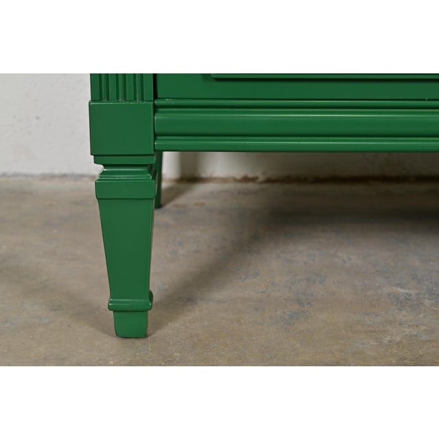 Thomasville French Regency Louis XVI Green Lacquered Dresser or Credenza, Newly Refinished For Sale - Image 9 of 13