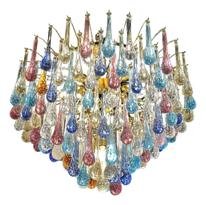 Grand Multicolor Drops Murano Glass Chandelier by Simoeng