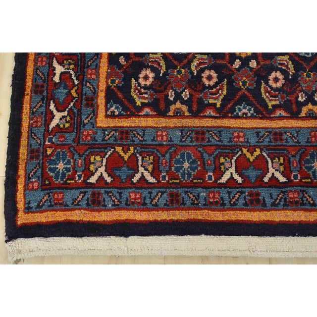 Mahal Runner 3’10” X 10’4” Blue Wool Vintage Tribal Hand-Knotted Oriental Rug For Sale - Image 11 of 14