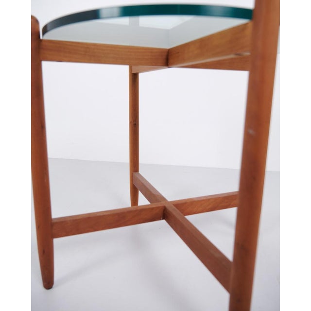 Swedish Cherrywood Side Table with Round Glass Top, 1960s For Sale - Image 9 of 10