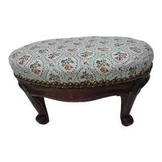 1950s French Petit Fleur Upholstered Footstool For Sale