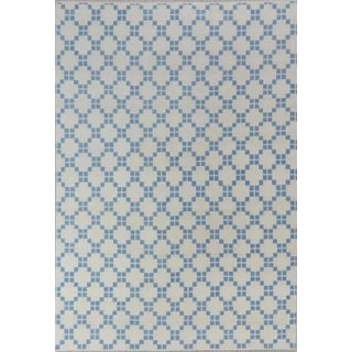 Modern Handknotted Geometric Oushak Rug in Blue & Cream, 5' x 7' For Sale