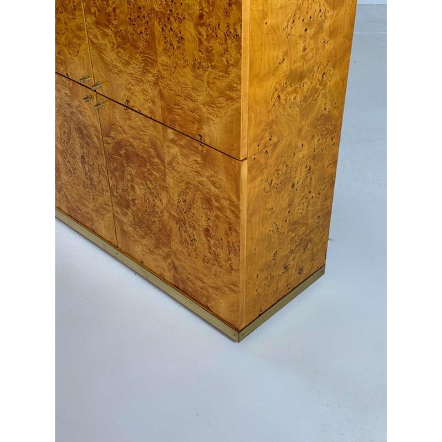 Exclusive Lacquered Burlwood and Brass Bar Cabinet, 1970s For Sale - Image 5 of 15