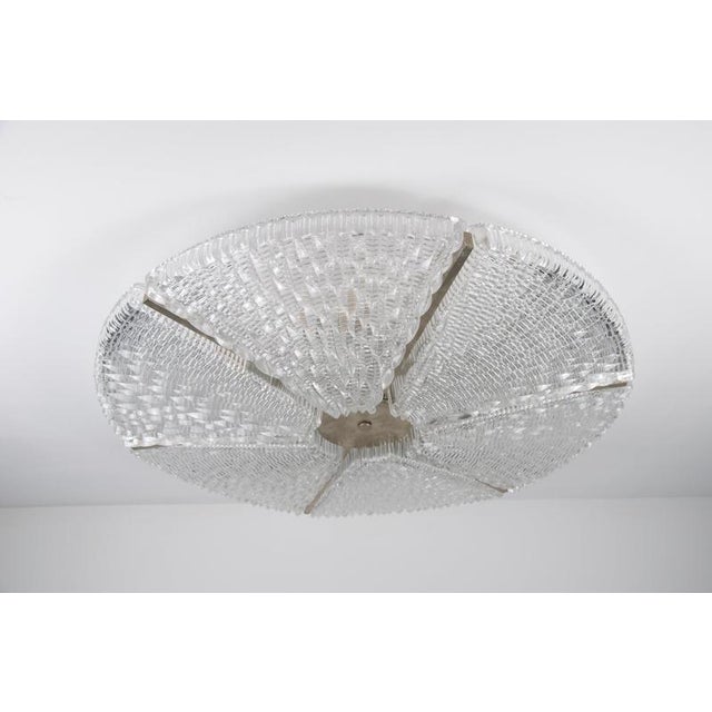 Gold Large Art Deco Metal and Glass Flush Mount, Germany, 1940s For Sale - Image 8 of 13