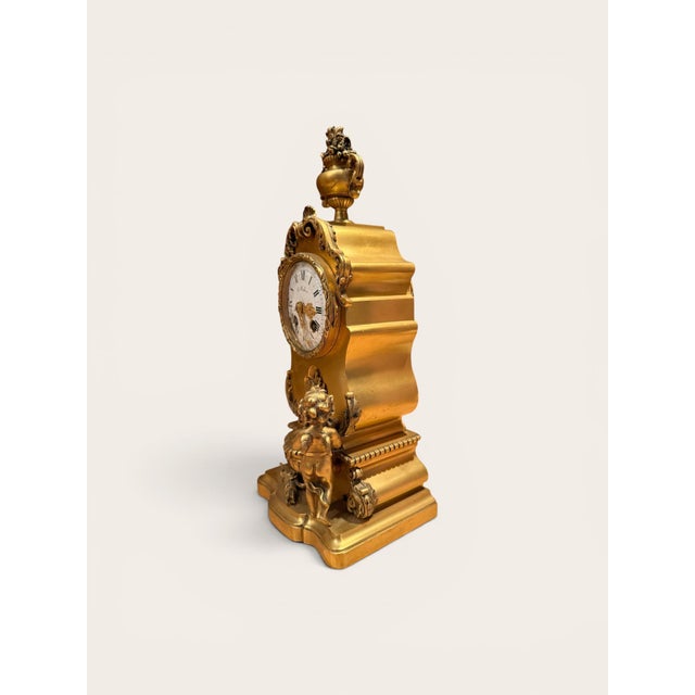 French 19th-Century French Bronze Doré Mantel Clock With Cherub, Signed G. Fabre, Paris For Sale - Image 3 of 11