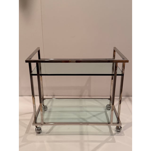 Brass and Tinted Glass Midcentury Modern Barcart For Sale - Image 13 of 15