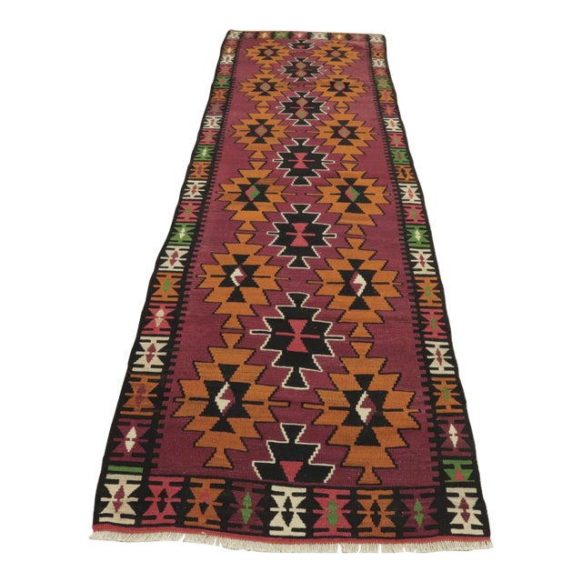 1970s Tribal Red Ethnic Kilim Rug For Sale