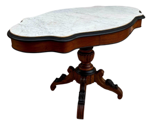 1930s Rococo Revival Center Table With Shaped Marble Top