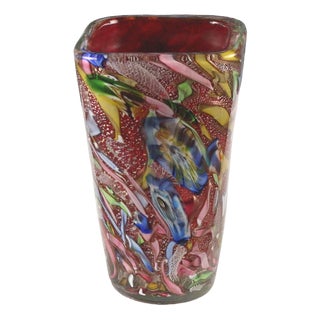 Tutti Frutti Vase in Polychrome with Silver Inclusions For Sale