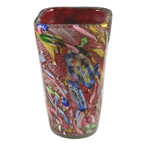 Tutti Frutti Vase in Polychrome with Silver Inclusions For Sale