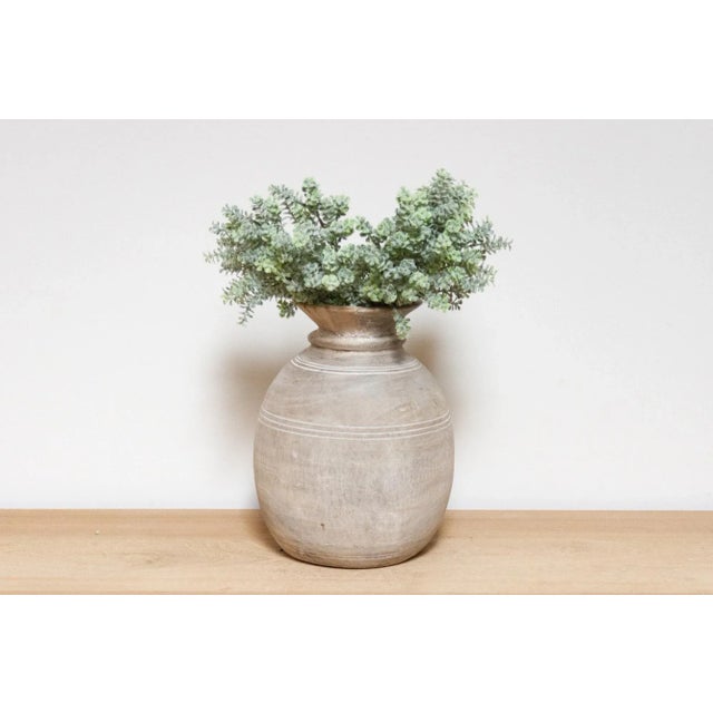 Ecru Rustic Indian Wooden Pot-Baru For Sale - Image 8 of 9