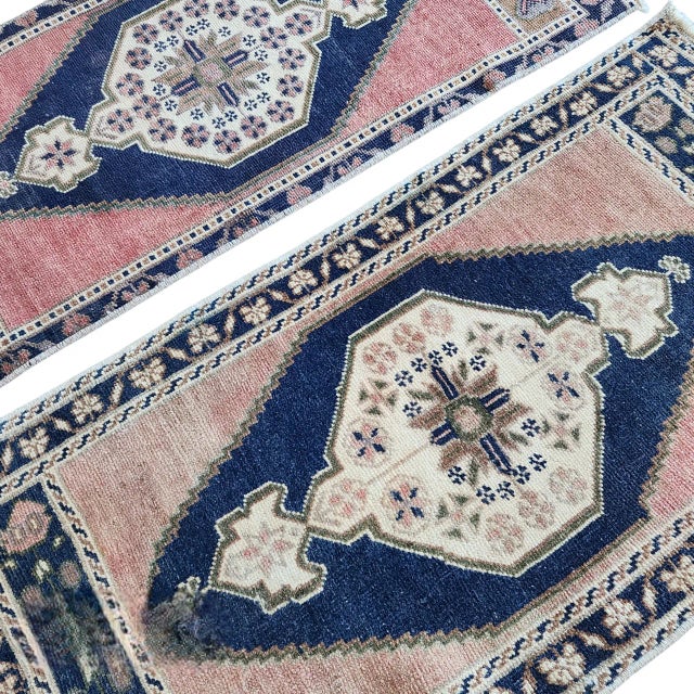 Mid-Century Modern 1960s Muted Color Turkish Small Area Rugs - a Pair For Sale - Image 3 of 6