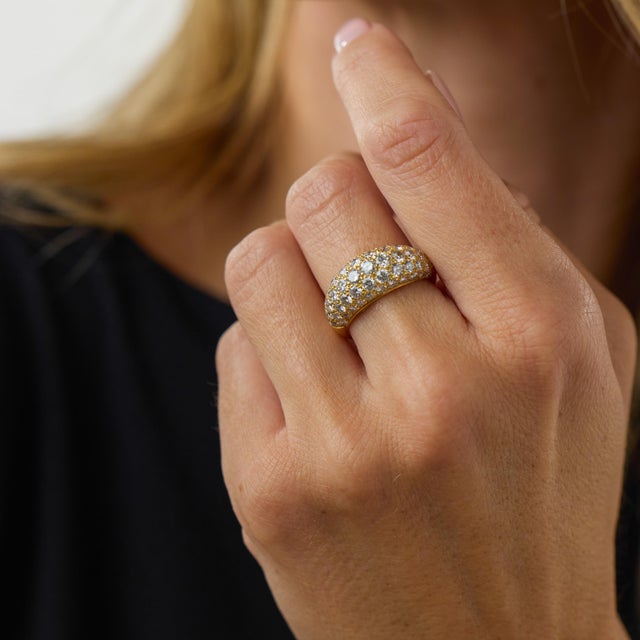 Vintage 2.40 Carat Diamond 18k Yellow Gold Dome Ring, Size 7 For Sale - Image 4 of 5