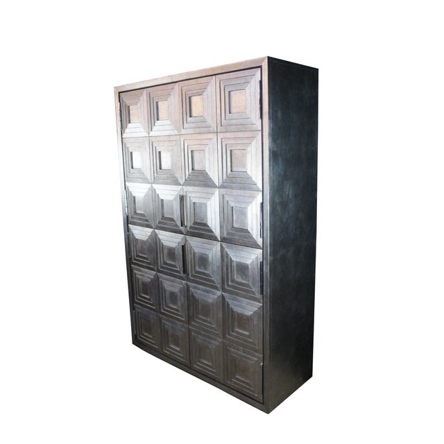 Vintage Lexington Furniture Ariana Sanremo silver leaf 4 door cabinet / linen press / drybar / armoire / closet /...