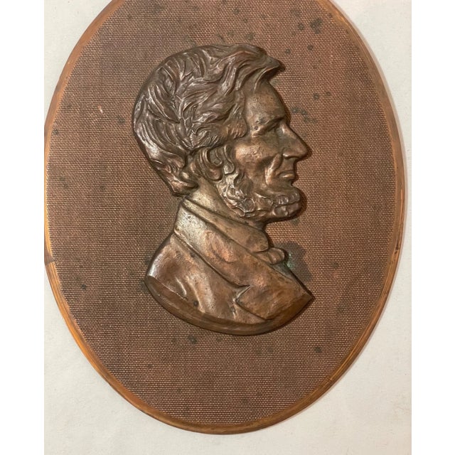 Metal Antique 1800's Realistic Bronze Abraham Lincoln President Wall Plaque Medallion For Sale - Image 7 of 9