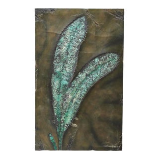 Large Glass Leaves Wall Art on Faux Stone For Sale