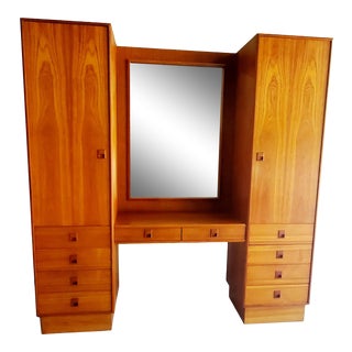 Vintage Mobican Teak Dual Tower Vanity Armoire For Sale