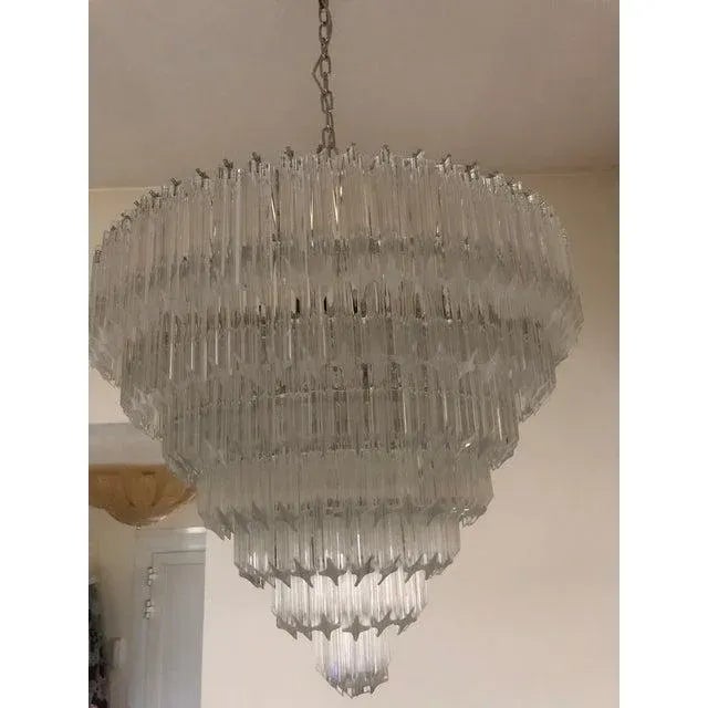 Early 21st Century Murano Glass Transparent Quadriedo Cut Glass Chandelier For Sale - Image 10 of 11