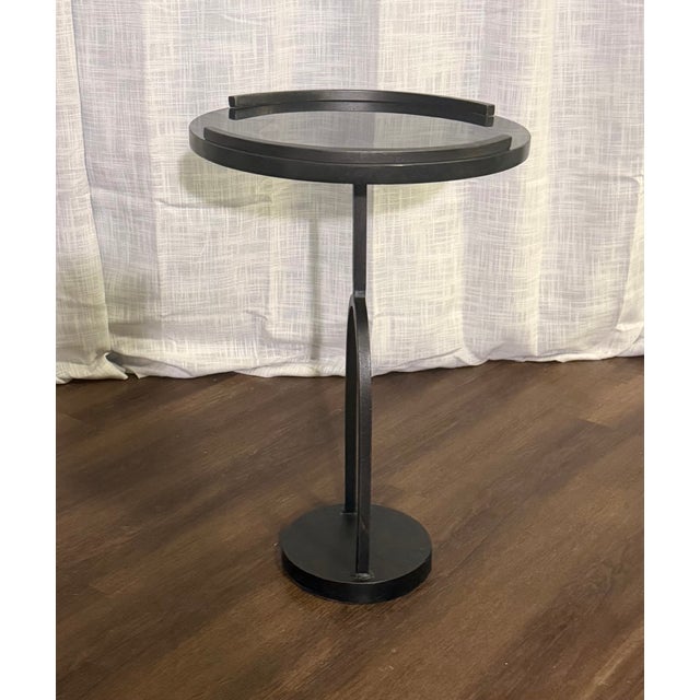 Modern Studio a by Global Views Wishbone Accent Table – Black Granite & Forged Iron Drink Table For Sale - Image 3 of 9
