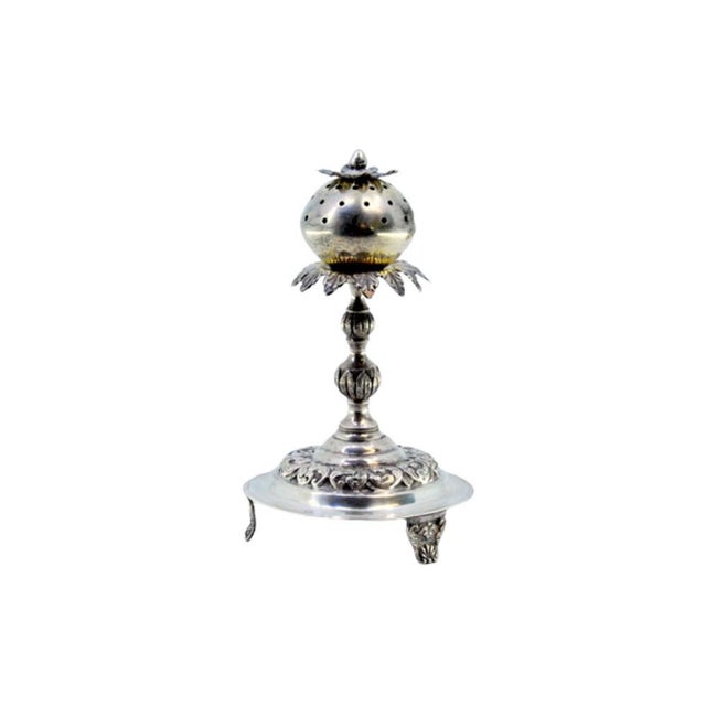 Silver Toothpick Holder with Palm Tree Ball For Sale - Image 9 of 9