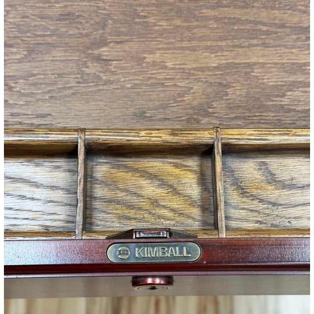 Vintage Kimball Leather Top Solid Wood Executive Desk For Sale - Image 13 of 18