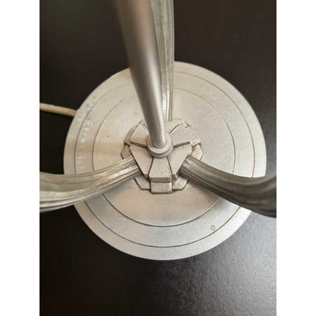 Early 20th Century Art Deco Three-Candle Fluted Cast Metal Table Lamp For Sale In Dallas - Image 6 of 9