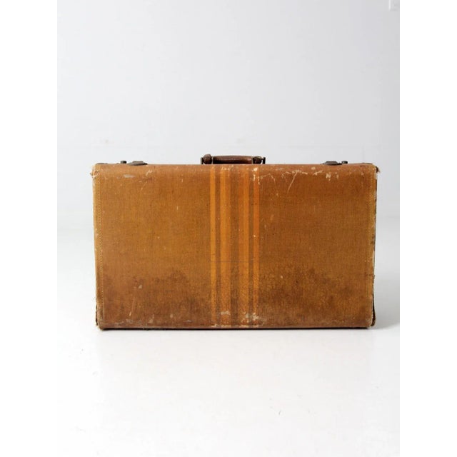 Textile Vintage Striped Suitcase For Sale - Image 7 of 11