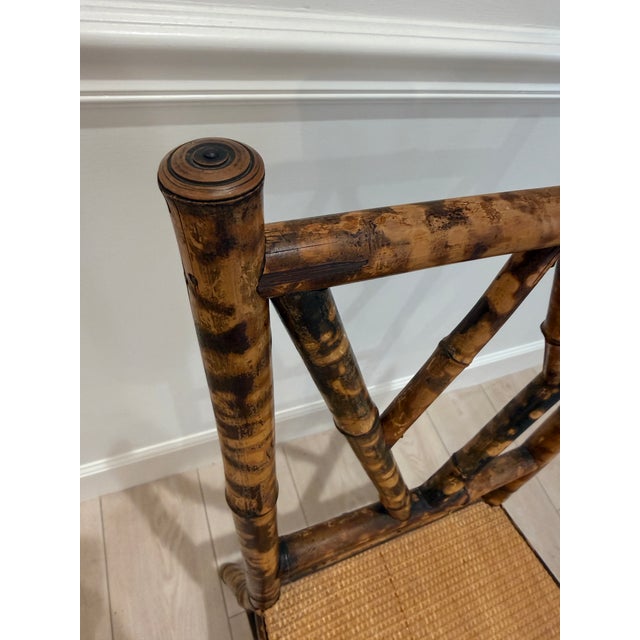 Beige Antique Tortoise Rattan Bamboo Side Chair For Sale - Image 8 of 11