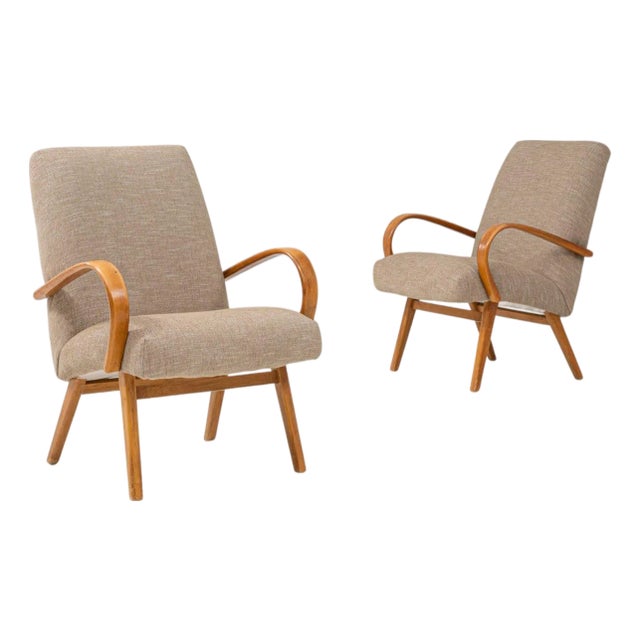 1950s Czech Upholstered Armchairs By J. Halabala - A Pair For Sale