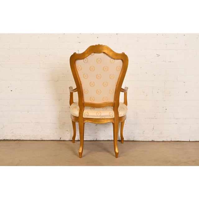 Karges French Provincial Louis XV Carved Walnut and Gold Gilt Dining Chairs, Set of Eight For Sale - Image 9 of 12