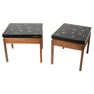 Side Tables in Black Resin and Marcasite by E. Allemeersch, Set of 2 For Sale