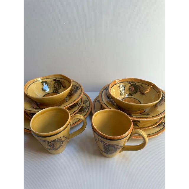 Hand Painted Five(5) Pieces Dinnerware Set for Two(2) "Pomegranate" by Arte Italica Made in Italy(10 Pc Set) For Sale - Image 9 of 18
