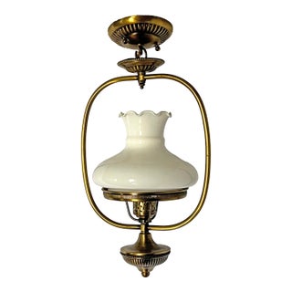 Vintage Brass Hanging Light For Sale