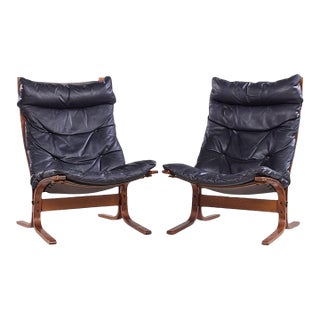 Westnofa Mid Century Siesta Norwegian Bentwood and Leather Lounge Chairs - Pair For Sale