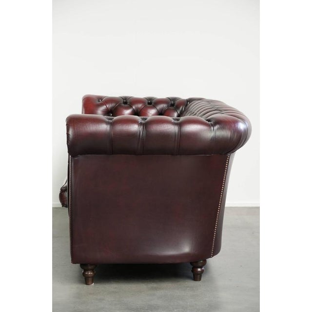 Cowhide Chesterfield 2.5-Seater Sofa in Oxblood Red For Sale - Image 4 of 14