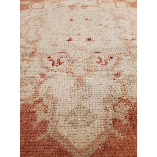 Turkish Antique Oushak Runner, Turkish and Oriental Rug, Handmade Beige and Orange Rug For Sale - Image 3 of 18