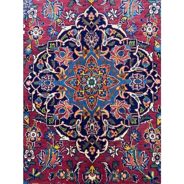 Textile 1960s Persian Kashan Area Rug 4’5″ X 7’0″ For Sale - Image 7 of 10