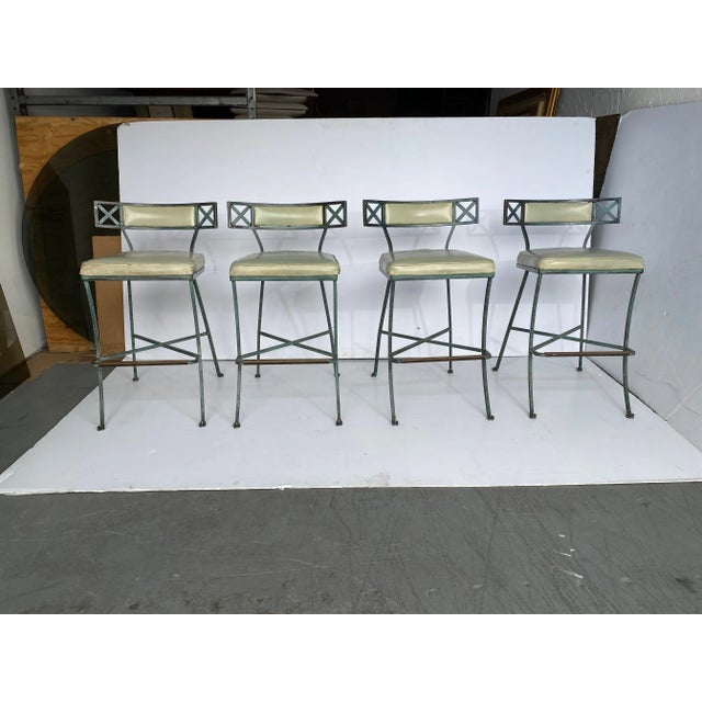 Green Mid-Century Iron Bar Stools Set of 4 For Sale - Image 8 of 8