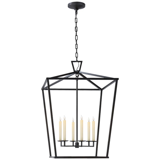 Chapman & Myers for Visual Comfort Signature Darlana Extra Large Lantern in Aged Iron For Sale