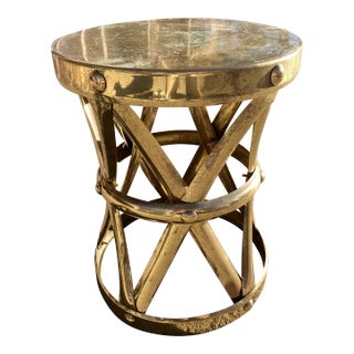 Brass X-Stool From Sarreid Ltd. Made in Hong Kong For Sale