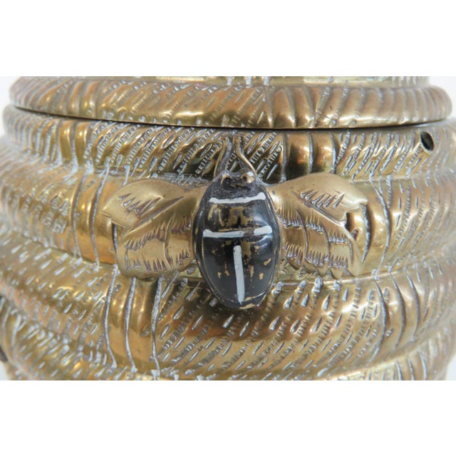 1960s Signed Mottahedeh Brass Beehive Lidded Jar Pot Container Box 4710b For Sale In Miami - Image 6 of 13