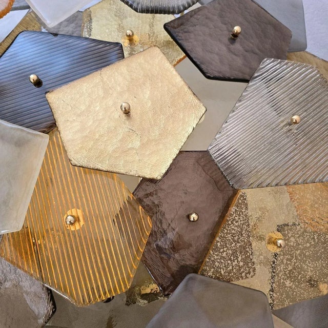 Beige 1980s Glass Mid Century Modern Flush Mount, Italy For Sale - Image 8 of 10