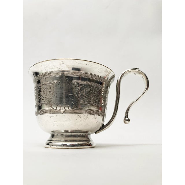 Silver Late 19th Century Victorian Era Silver Plate Fancy Tea-Cup For Sale - Image 8 of 12