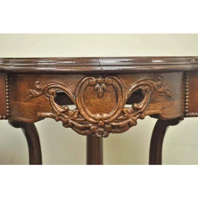 Wood Antique French Louis XV Style Satinwood Floral Inlay Walnut Side Tables - A Pair For Sale - Image 7 of 10