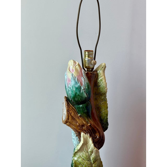 Majolica Style Botanical Table Lamp For Sale - Image 10 of 13